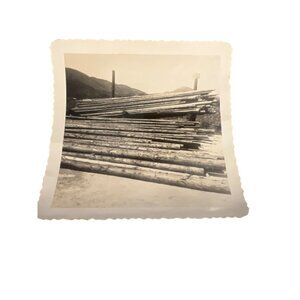 Vintage 50s Korean War Black White Photo Pole Rack in Company Area 3.5" x 3.5"